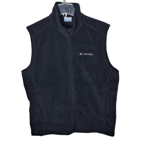 Columbia Men Medium Black Fleece Cathedral Peak II Full Zip Gorpcore Vest - Picture 2 of 6